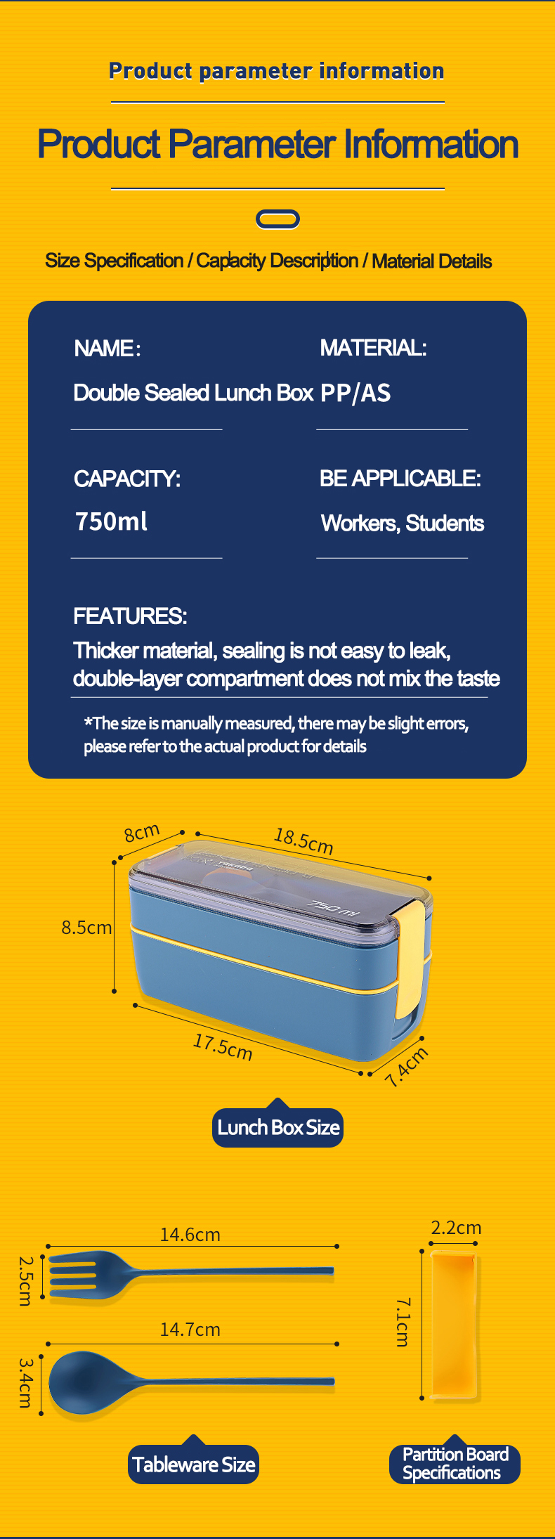 Wholesale Double Layer Portable Food Container Children Kids Bento Box for Student Reusable Plastic Lunch Box with Easy Snap Lid