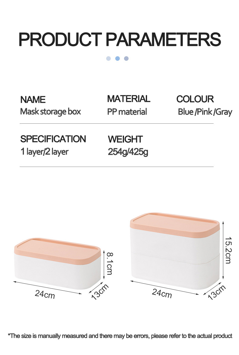Facemask Dustproof Storage Containers Home Tissues Storage Box Napkin Dispenser Facemask Case Holder with Lid Rectangle Plastic