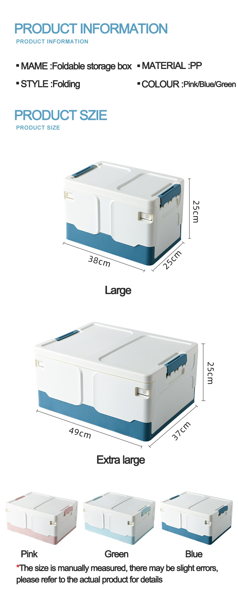 Newest Clothes Organizer Foldable Storage Box Plastic Collapsible Storage Crate Stackable Travel Camping Folding Box Car Trunk