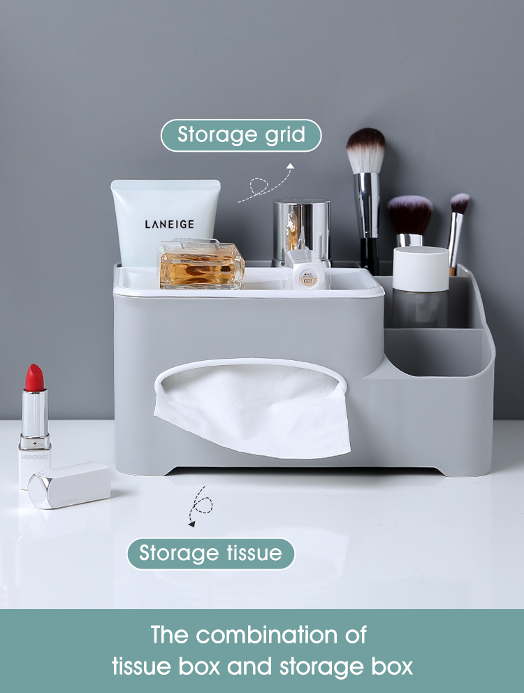 New Design Napkin Tissue Holder Box Office Supplies Organizer Plastic Cosmetic Storage Box Makeup Organizer for Dressing Table