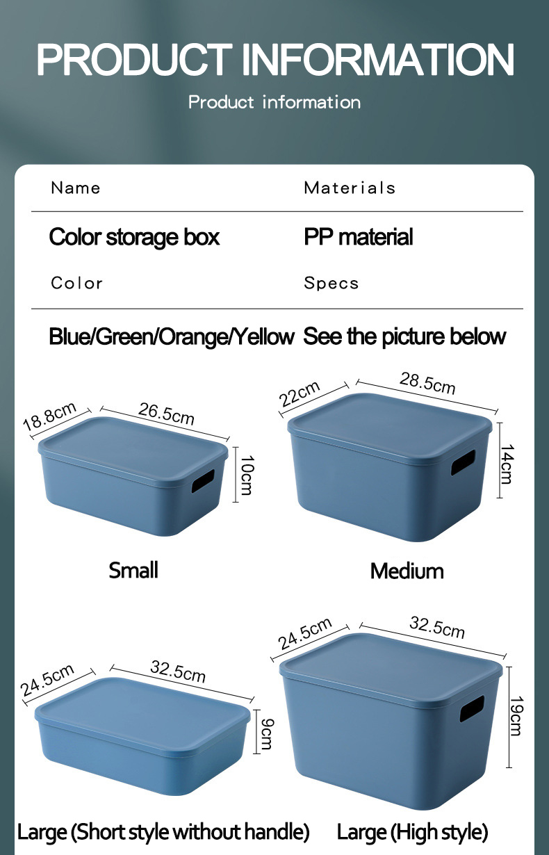 Colorful Toys Clothing Storage Container with Handle Kitchen Sundries Organizer Bins Plastic Stackable Storage Boxes with Lids