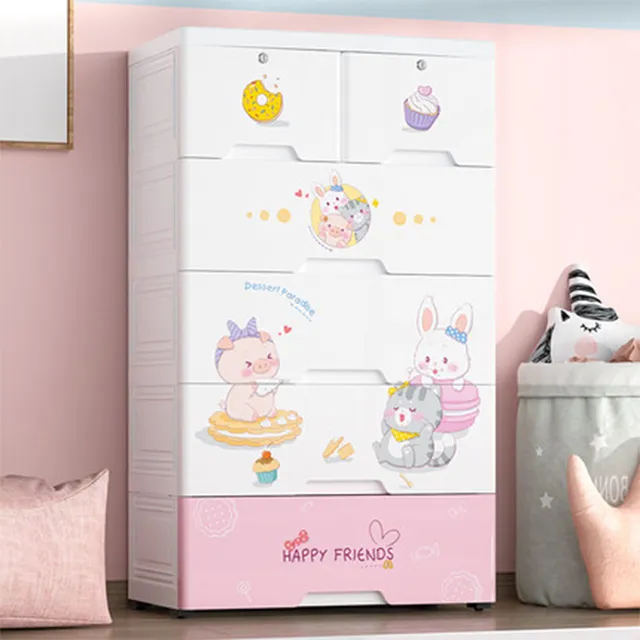 Armario Combinación de Dibujos Animados económico de plástico de los niños  del bebé del almacenaje del gabinete del Espesamiento Ropa de bebé Acabado  del gabinete FANJIANI (Color : Pink) : : Hogar