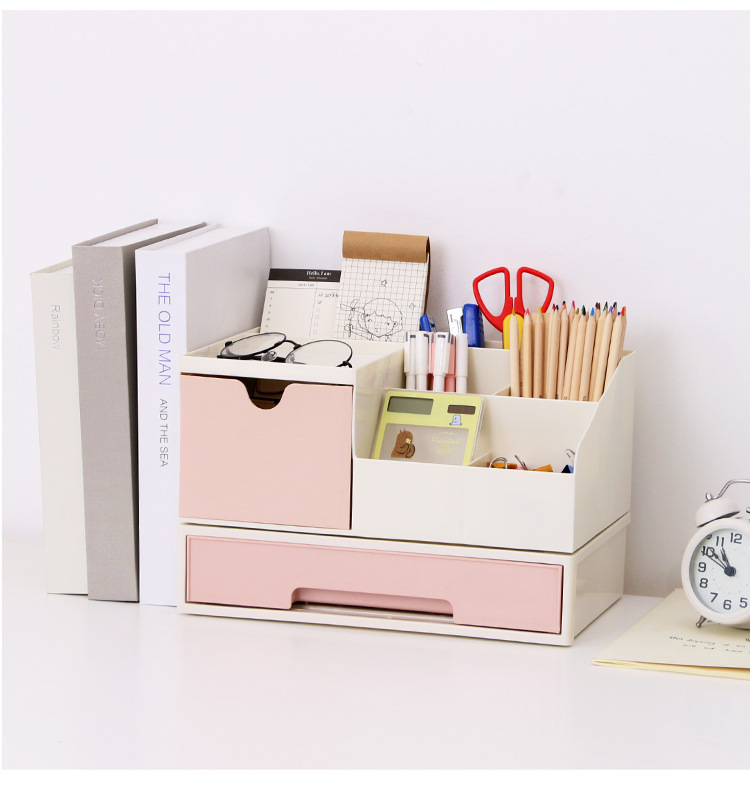 Factory Sale Home Remote Control Holder School Office Pen Stationery Storage Box Plastic Jewelry Cosmetic Organizer with Drawers