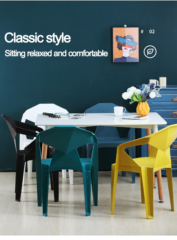 Decorative High Back Stackable Arm Chair Living Room Outdoor Cafe Chair Garden Events Banquet Plastic Dining Chair with Armrest