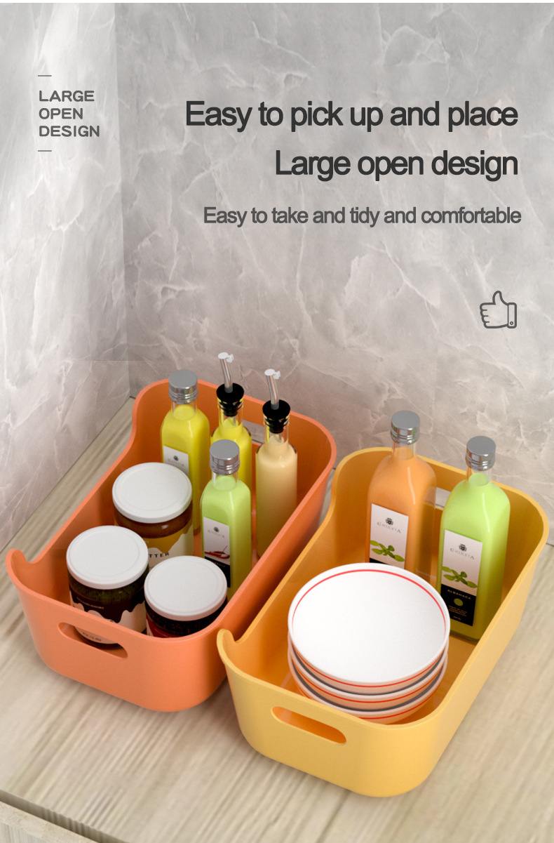 Wholesale Sundries Sorting Basket Decorative Desktop Organizer Makeup Cosmetic Storage Container Plastic Storage Box with Handle
