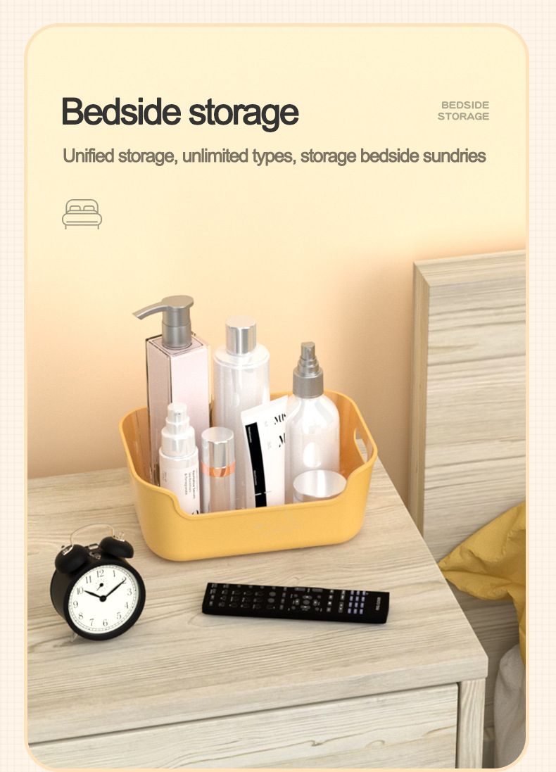 Wholesale Sundries Sorting Basket Decorative Desktop Organizer Makeup Cosmetic Storage Container Plastic Storage Box with Handle