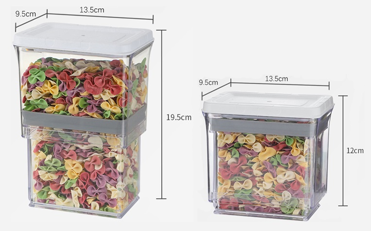 Newest Vacuum Leak-proof Grain Storage Box Plastic Candy Beans Dry Food Container Transparent Square Pantry Storage Jars Kitchen