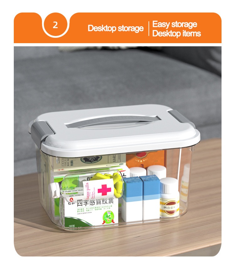 Multipurpose Kitchen Sundries Box Portable Clothes Organizer Stackable Storage Bins with Handle Plastic Storage Box Transparent