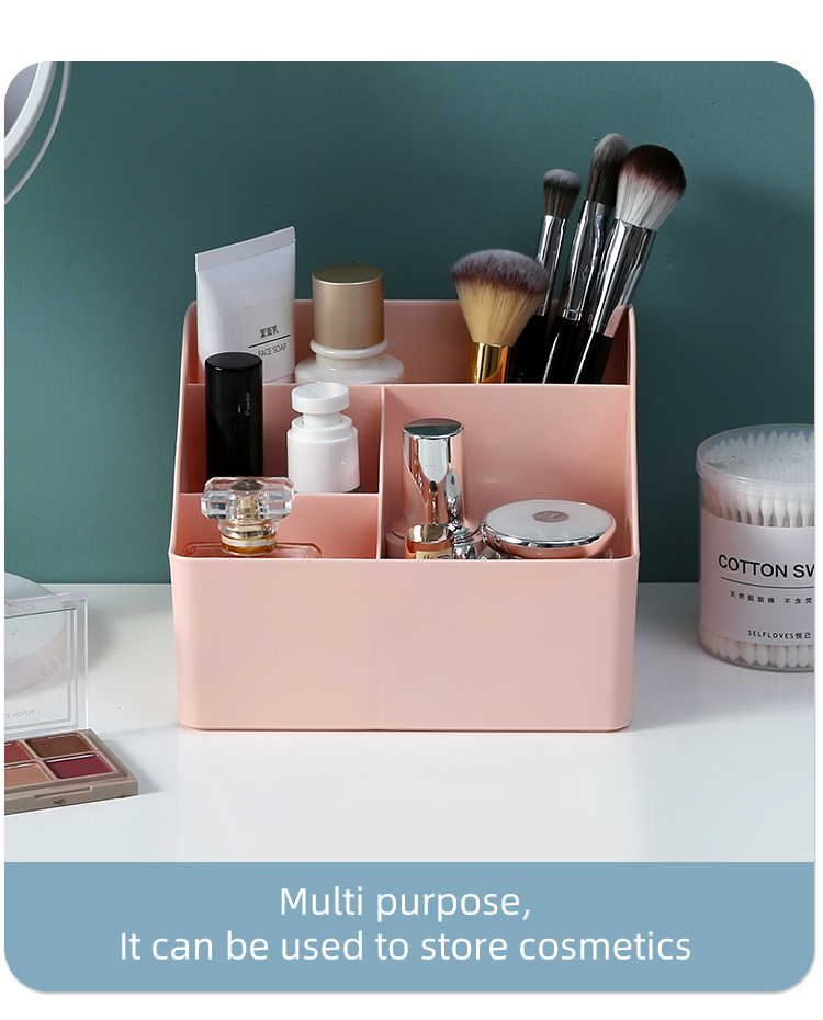 New Arrival Office Supplies Organizer with Compartment Desktop Organizer Box Plastic Makeup Cosmetic Organizer Storage Box