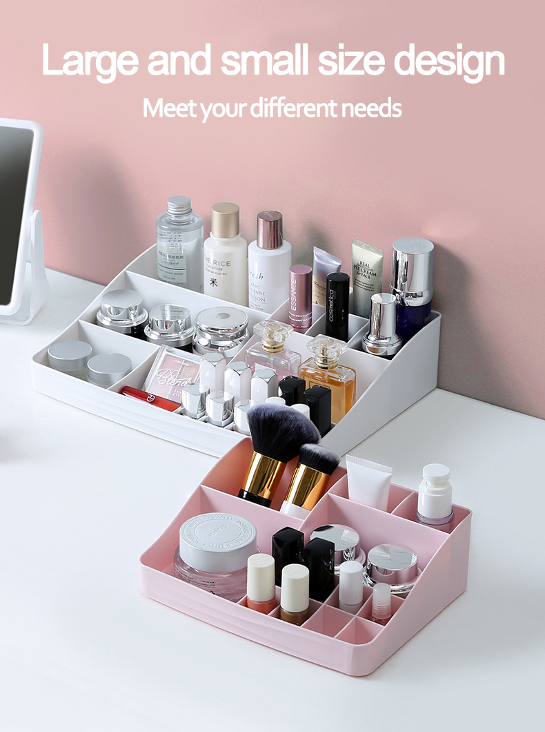 New Style Dressing Table Finishing Box Lipstick Nail Polish Storage Rack Plastic Makeup Cosmetic Organizer Box with Compartment