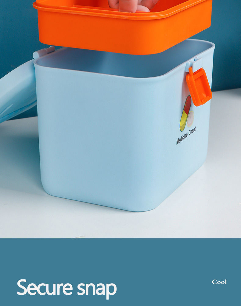 Large Capacity Lockable Emergency Box Medical Storage Bins Pill Organizer Box First Aid Kit Plastic Medical Box with Handle