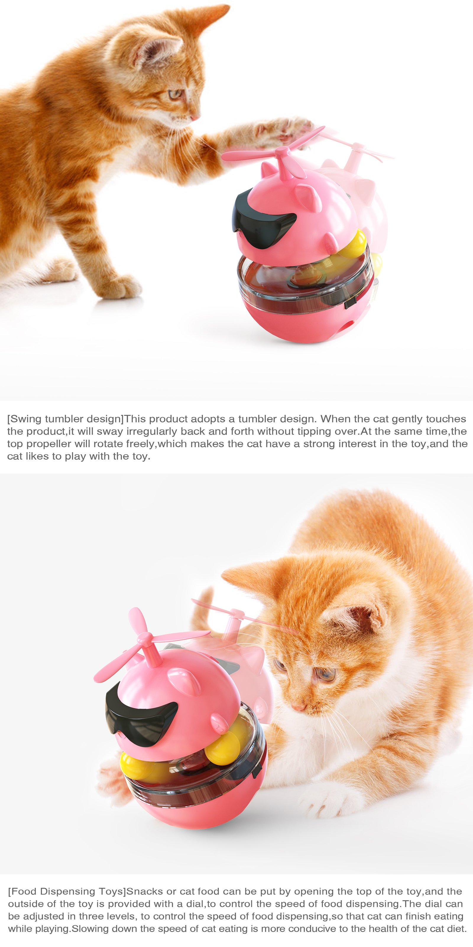 Multi-Function Electric Interactive Pet Leaking Foods Swing Lightning Lucky Cat Usb Charging Food Storage Dispenser For Cats