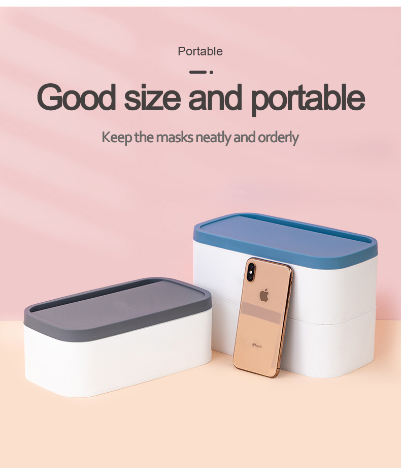 Facemask Dustproof Storage Containers Home Tissues Storage Box Napkin Dispenser Facemask Case Holder with Lid Rectangle Plastic