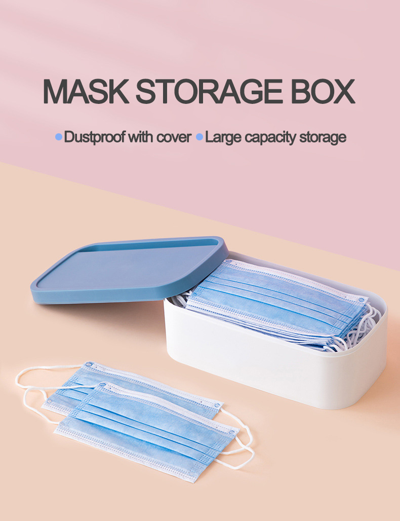 Facemask Dustproof Storage Containers Home Tissues Storage Box Napkin Dispenser Facemask Case Holder with Lid Rectangle Plastic