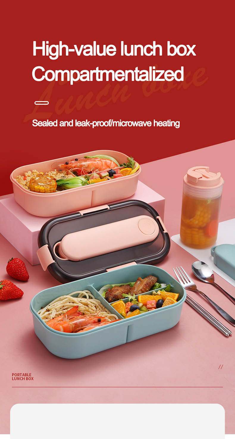 Factory Supplying Stackable Food Storage Container with Compartment Travel Bento Box Plastic Leak-proof Lunch Box Kids Adults
