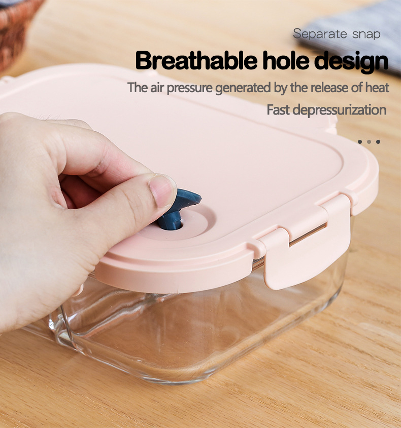 New Design Fridge Organizer Airtight Food Container with Divider Easy Snap Lunch Box Reusable Stackable High Borosilicate Glass