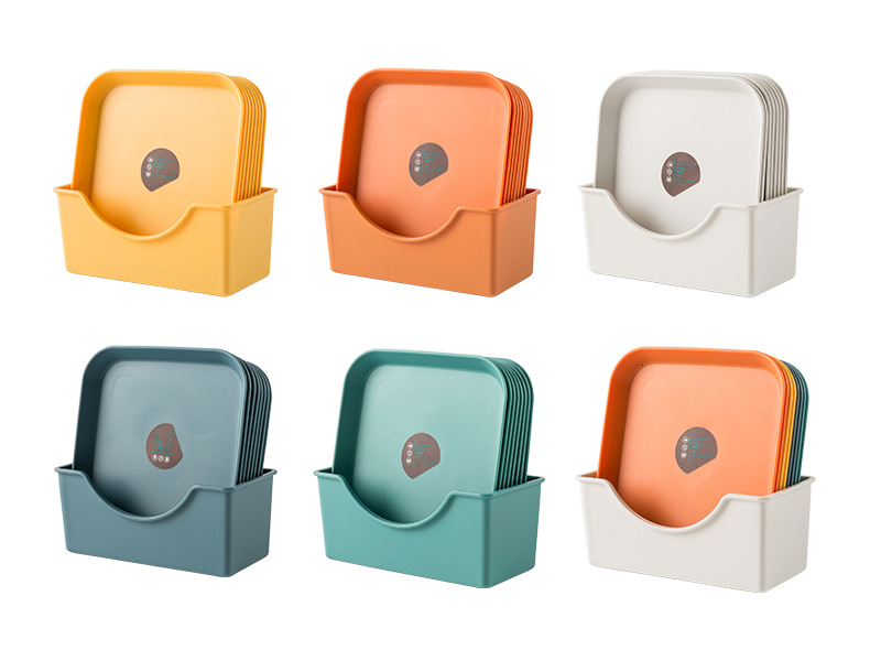 New Style Dinnerware Snack Plates Kitchen Dishes Round Square Plastic Serving Plates with Base Dinner Dishes Plates Restaurant