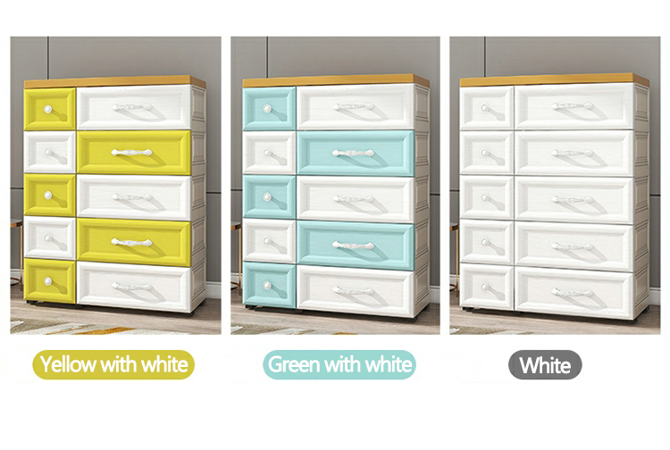 Factory Sale Colorful Drawer Cabinet Plastic Cupboard for Clothes Bedroom Furniture Chest of Drawers Storage Drawers with Wheels