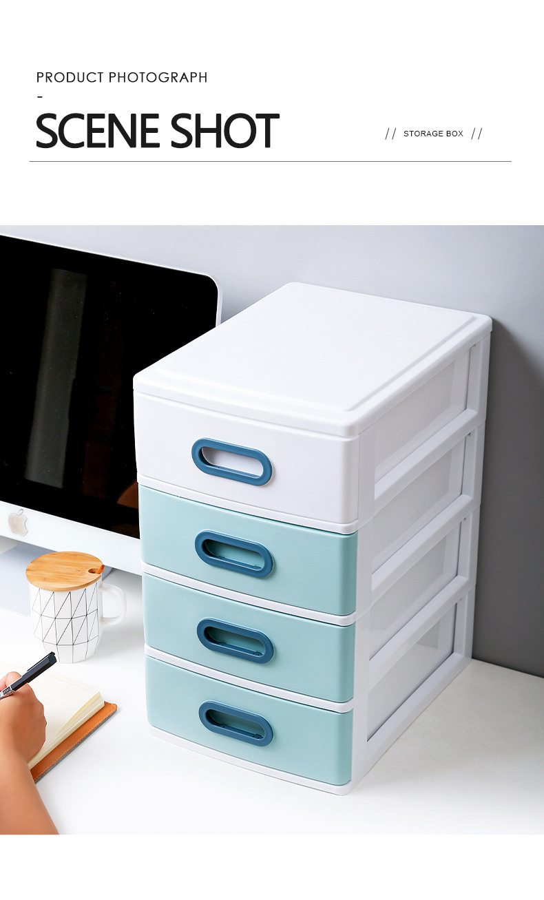 Modern Office Desk Stationery Holder Home Medicines Organizer Box Plastic Transparent Jewelry Makeup Storage Drawer with Handle