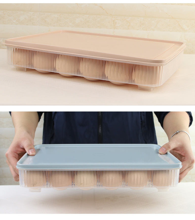 Home Camping Egg Storage Rack with Lid Pantry Egg Organizer Box Stackable Plastic Transparent Fridge Egg Holder for Refrigerator