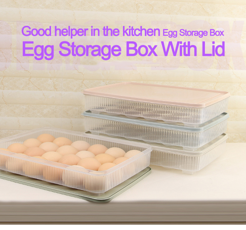 Home Camping Egg Storage Rack with Lid Pantry Egg Organizer Box Stackable Plastic Transparent Fridge Egg Holder for Refrigerator