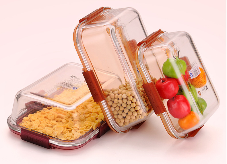 Hot Sale Borosilicate Glass Meal Prep Containers Clear Heat Resistant Lunch Box Leak-proof Food Containers with Airtight Lids