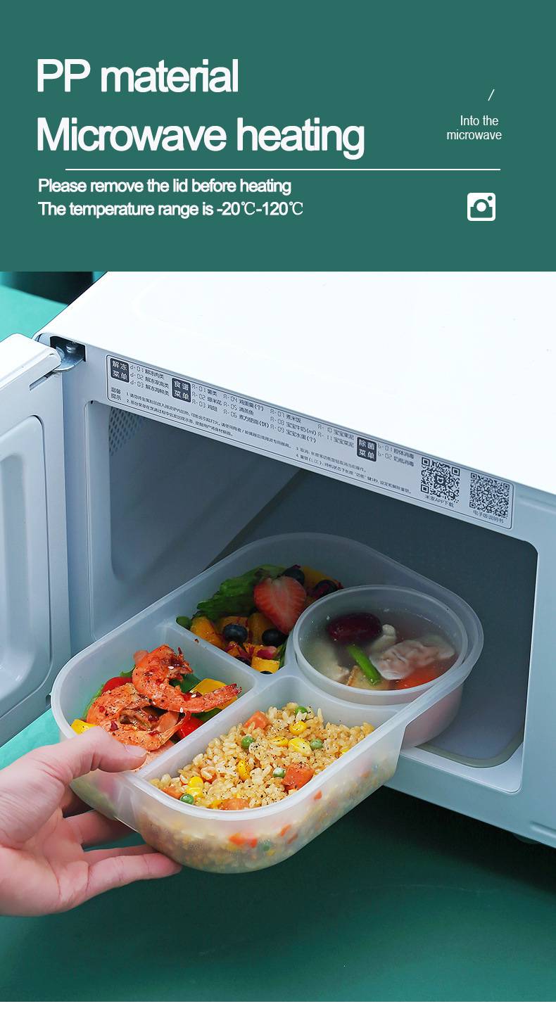 Wholesale Portable Leak-proof Airtight Food Container with 4 Compartment Reusable Plastic Bento Heating Lunch Box with Soup Bowl