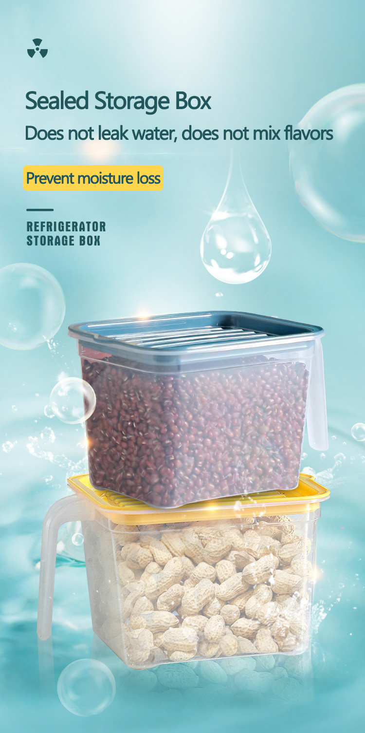 New Style Pantry Organization Plastic Fridge Food Storage Container Stackable Kitchen Clear Cereal Beans Storage Box with Handle