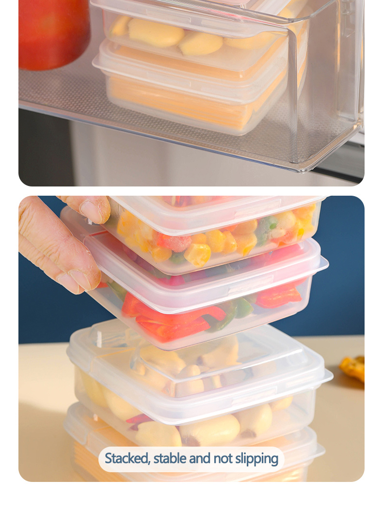 Kitchen Mini Ginger Garlic Storage Box Square Butter Container with Lid Plastic Transparent Cheese Storage Box for Refrigerator