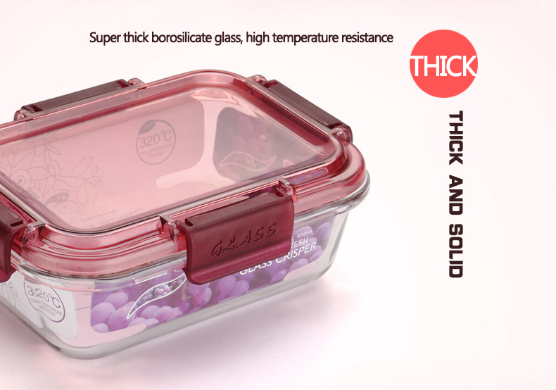 Hot Sale Borosilicate Glass Meal Prep Containers Clear Heat Resistant Lunch Box Leak-proof Food Containers with Airtight Lids