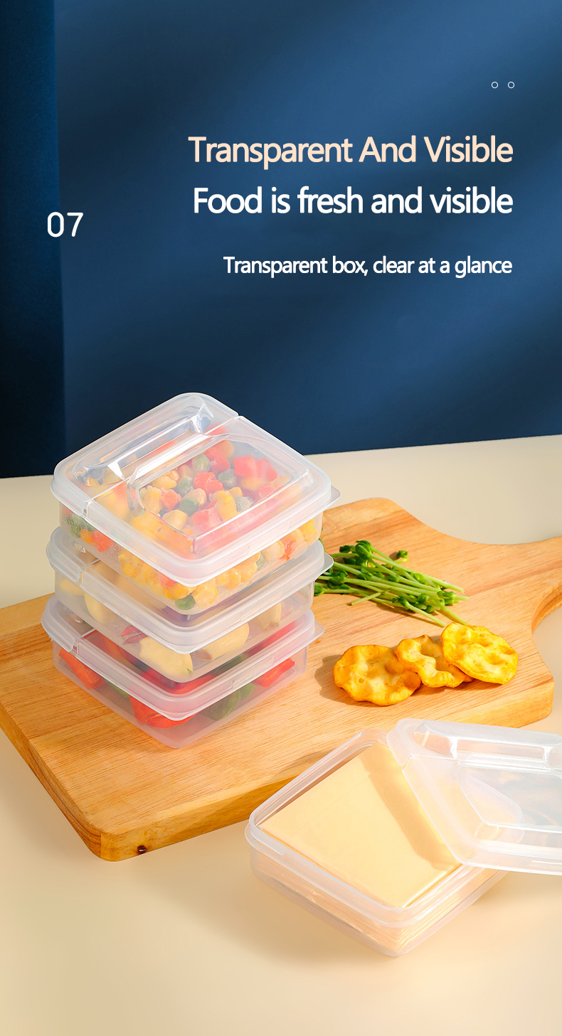 Kitchen Mini Ginger Garlic Storage Box Square Butter Container with Lid Plastic Transparent Cheese Storage Box for Refrigerator