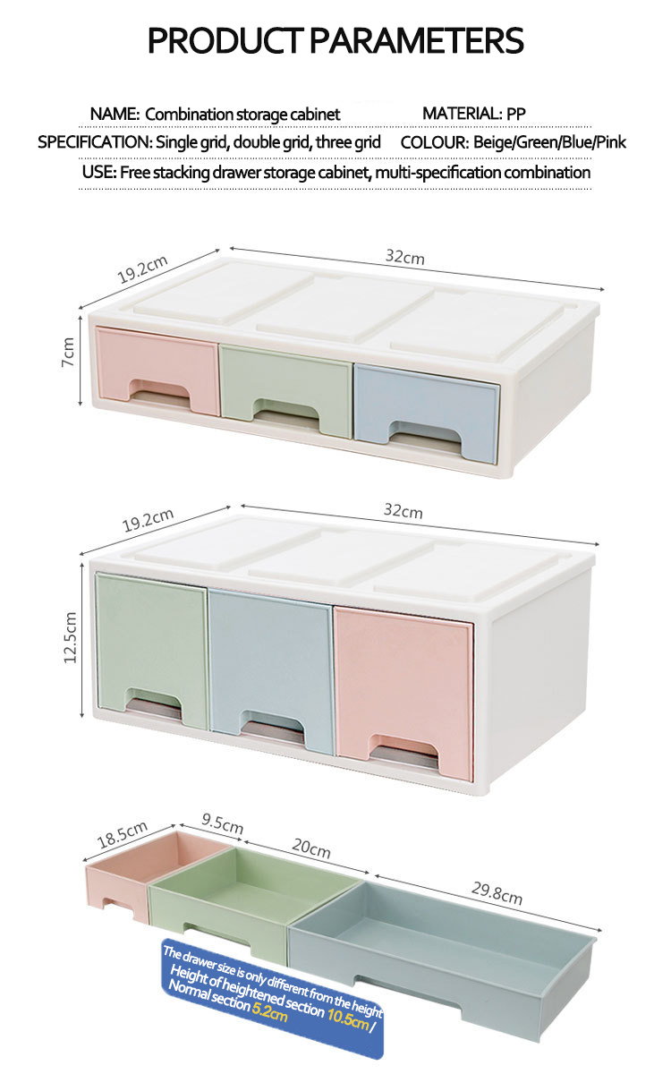 Saving Space Plastic Storage Drawers Dressing Table Cosmetic Jewelry Storage Box Office Desk Stationery File Organizer Stackable