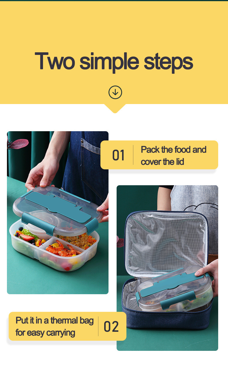 Wholesale Portable Leak-proof Airtight Food Container with 4 Compartment Reusable Plastic Bento Heating Lunch Box with Soup Bowl