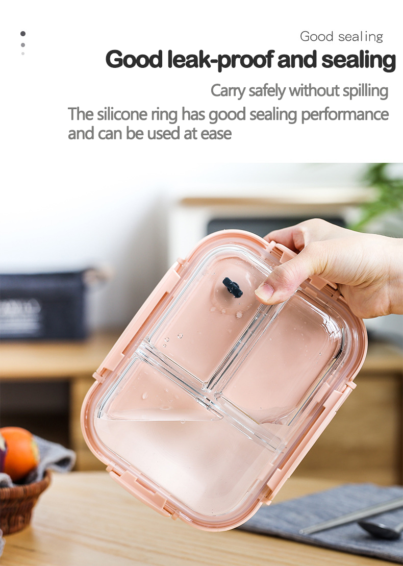 New Design Fridge Organizer Airtight Food Container with Divider Easy Snap Lunch Box Reusable Stackable High Borosilicate Glass