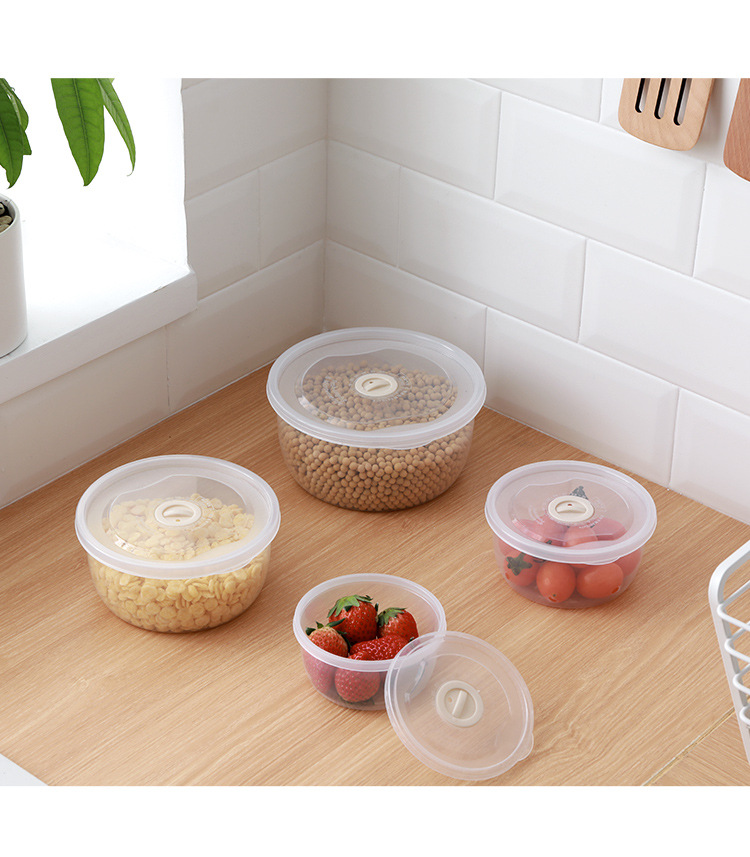 Kitchen Use Round/Rectangle Airtight Food Storage Container Set Reusable Fridge Organizer Plastic Meal Prep Containers with Lids