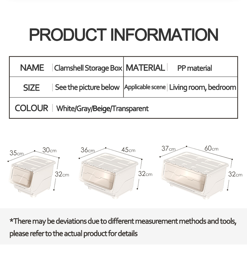 Household Kitchen Snack Container Stackable Toy Clothes Organizer Box Clamshell Storage Boxes with Wheels Front Opening Plastic