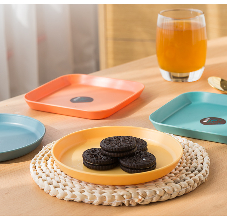 New Style Dinnerware Snack Plates Kitchen Dishes Round Square Plastic Serving Plates with Base Dinner Dishes Plates Restaurant