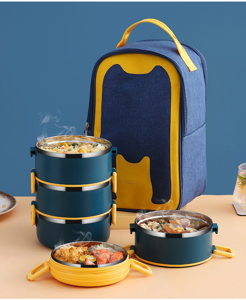 Food Container Thermal Reusable Bento Box Kids Microwavable Stainless Steel Portable Lunch Box with Handle Wholesale Plastic