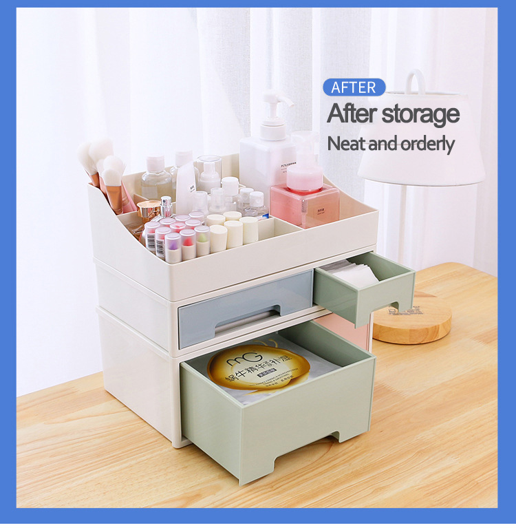 Saving Space Plastic Storage Drawers Dressing Table Cosmetic Jewelry Storage Box Office Desk Stationery File Organizer Stackable