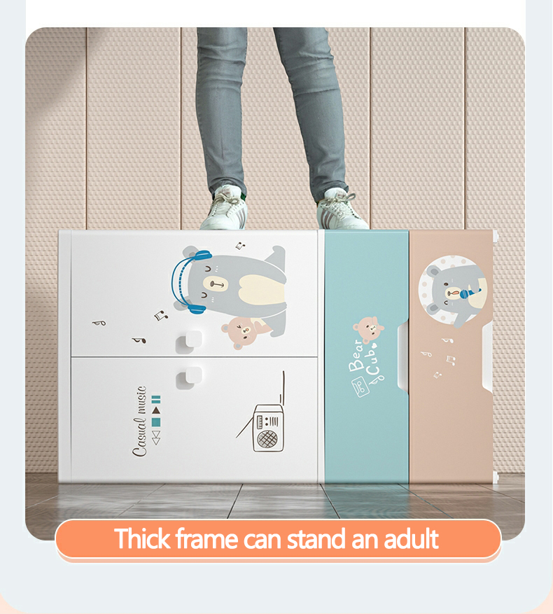 Wardrobe Storage Cabinet with Drawers Cupboard Plastic Factory Direct Cartoon Chest of Drawers Double Door Baby Wardrobe Kids