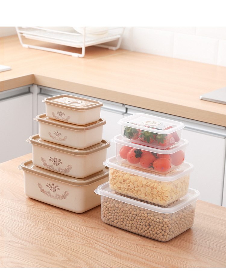 Kitchen Use Round/Rectangle Airtight Food Storage Container Set Reusable Fridge Organizer Plastic Meal Prep Containers with Lids