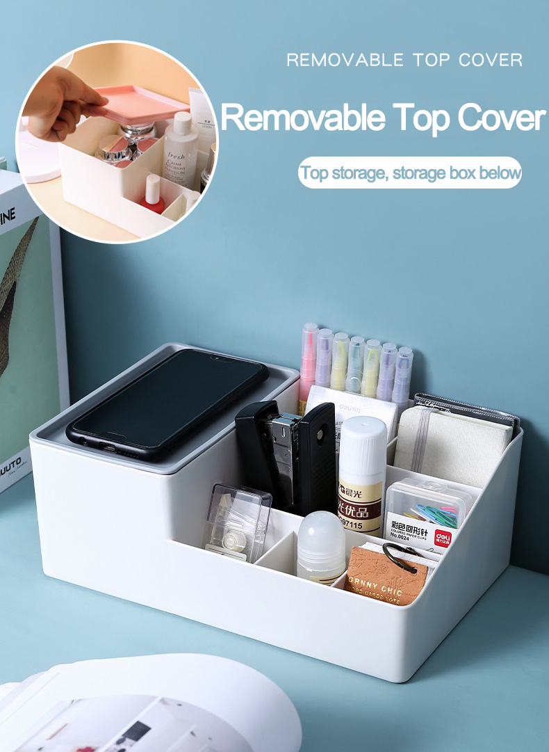 Factory Direct Desktop Sundries Container Lipstick Nail Polish Cosmetic Storage Box Plastic Makeup Organizer for Dressing Table
