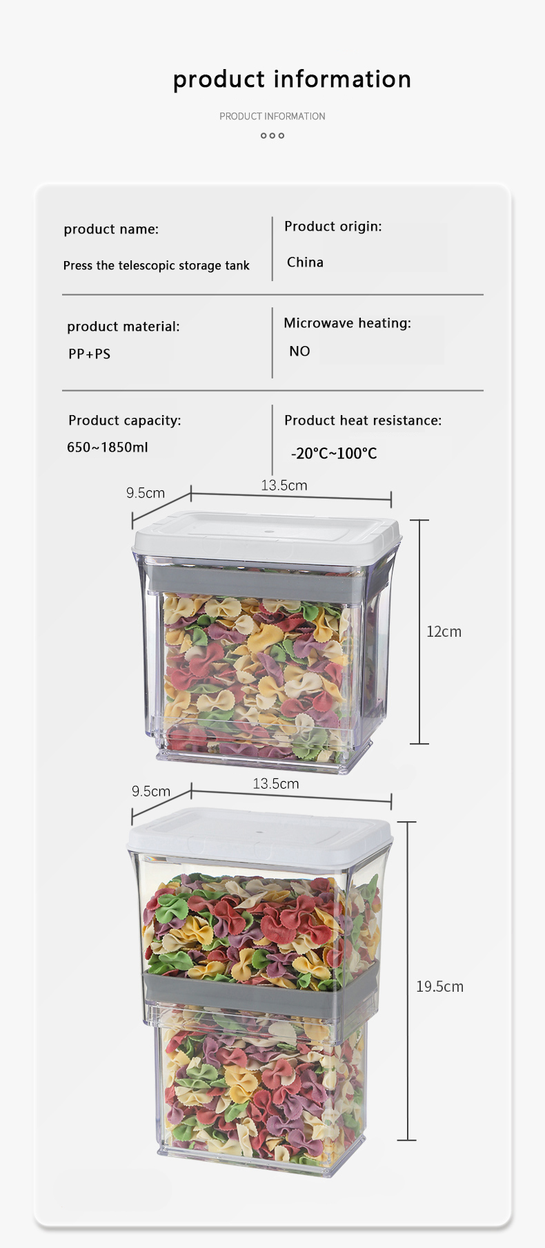 Newest Vacuum Leak-proof Grain Storage Box Plastic Candy Beans Dry Food Container Transparent Square Pantry Storage Jars Kitchen