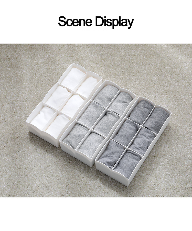Household Closet Organizers Boxes Ties Underwear Organizer Drawer Divider Stackable Plastic Socks Storage Box with Compartment
