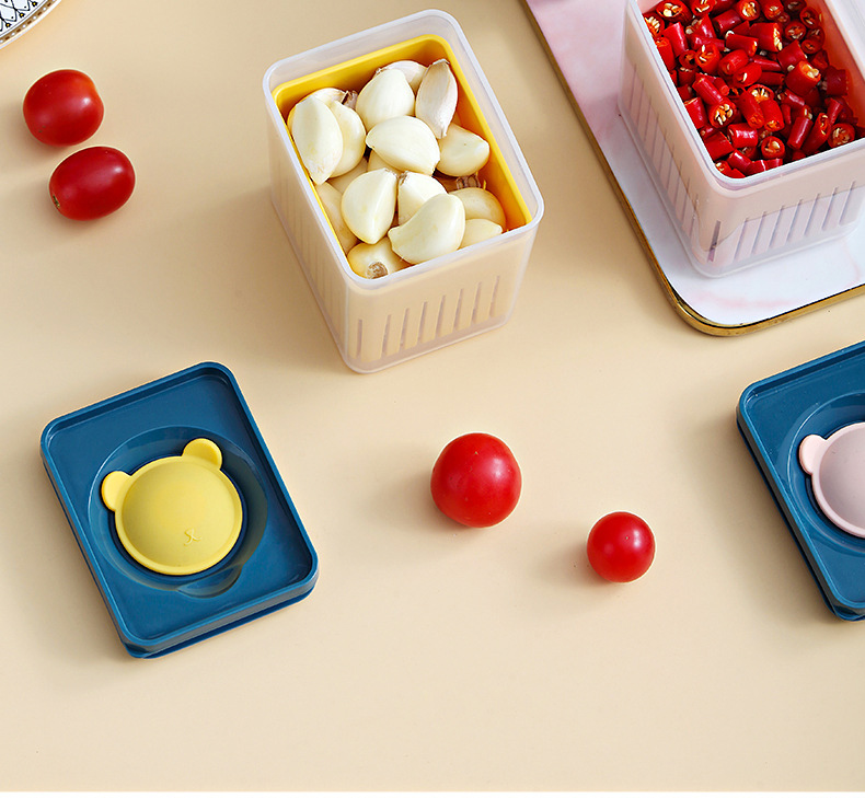 Refrigerator Organizer Bin Plastic Vegetable Fruit Storage Containers with Strainers Kitchen Pantry Sealed Food Draining Crisper