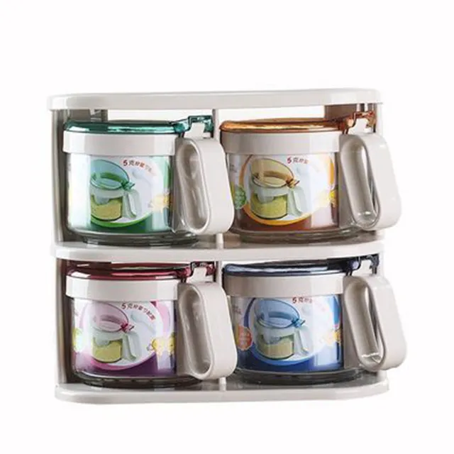Glass Spice Jars Seasonning Box Condiment Jar With Lids Spoon Kitchen  Bottle Set