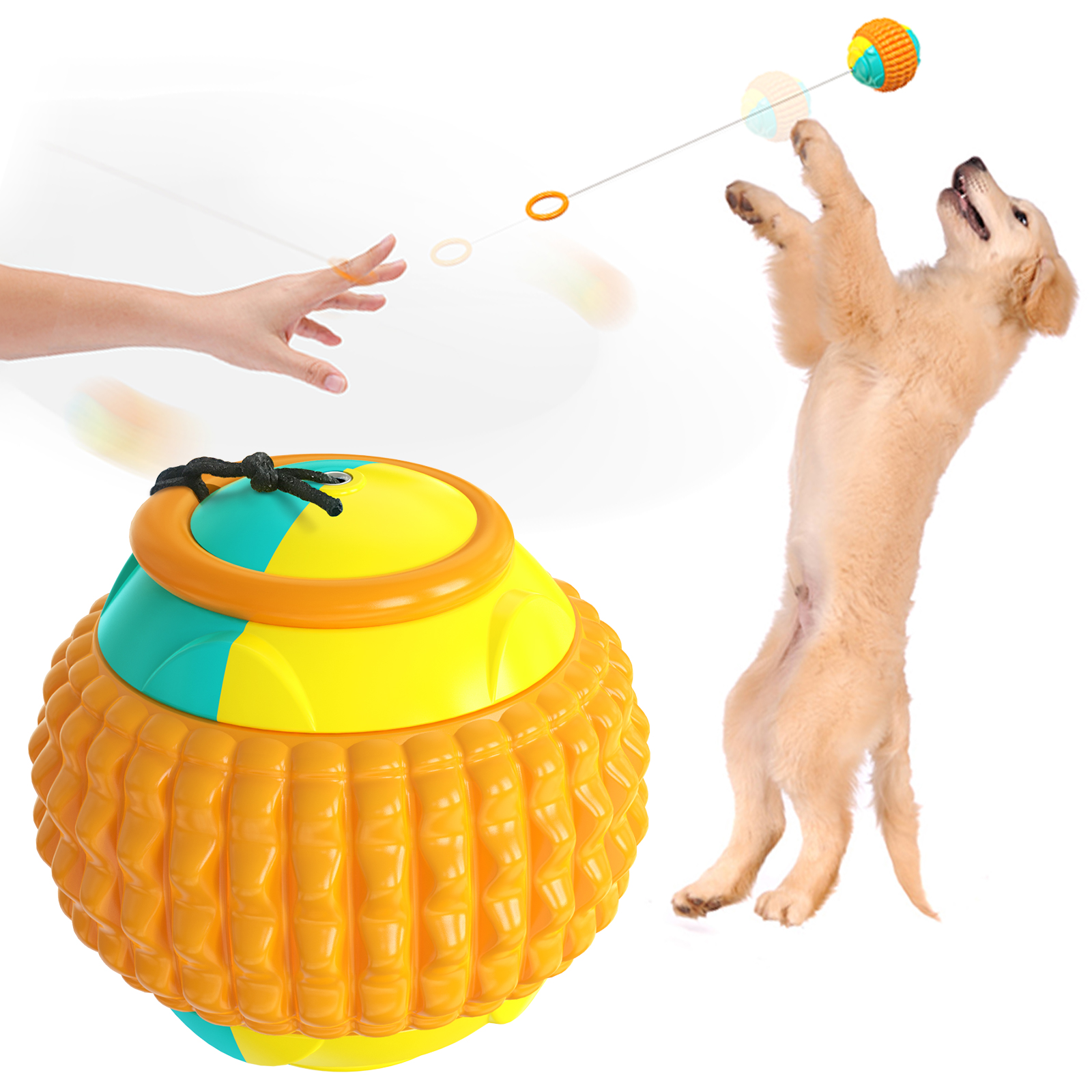 Dog Toy Pumpkin Shaped Hand Toss Elastic Drawstring Molar Tooth Cleaning Resistance To Bite Dog Training Toy Ball for Large Dog