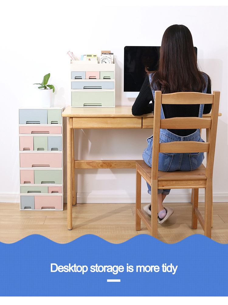 Saving Space Plastic Storage Drawers Dressing Table Cosmetic Jewelry Storage Box Office Desk Stationery File Organizer Stackable