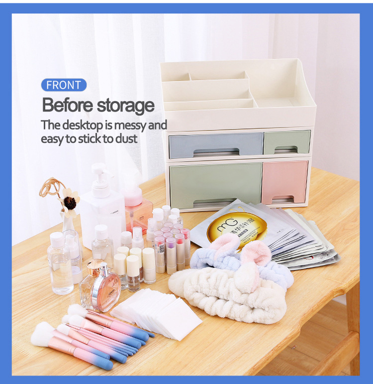 Saving Space Plastic Storage Drawers Dressing Table Cosmetic Jewelry Storage Box Office Desk Stationery File Organizer Stackable