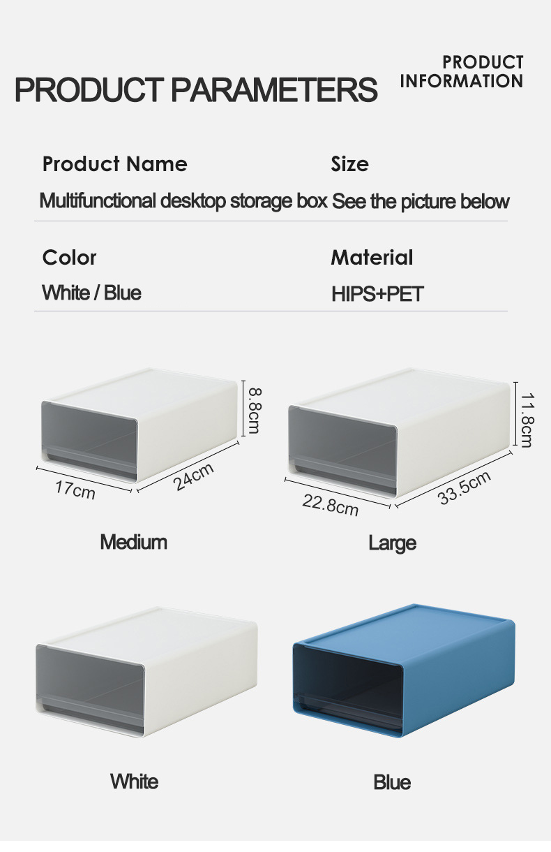 High Quality Bedroom Cosmetic Makeup Storage Drawer Plastic Desktop Drawer Type Storage Box Office Desk Organizer Box Stackable